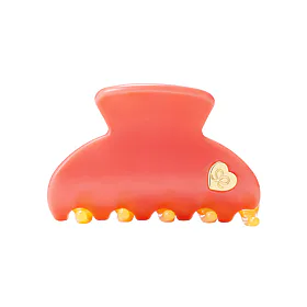 By Eloise Medium Hair Claw Gold Heart Coral Sunset